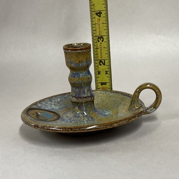 Mexico Pottery Chamber Candle Holder Signed NETZI Hand Crafted Home Decor - Read - Picture 9 of 10